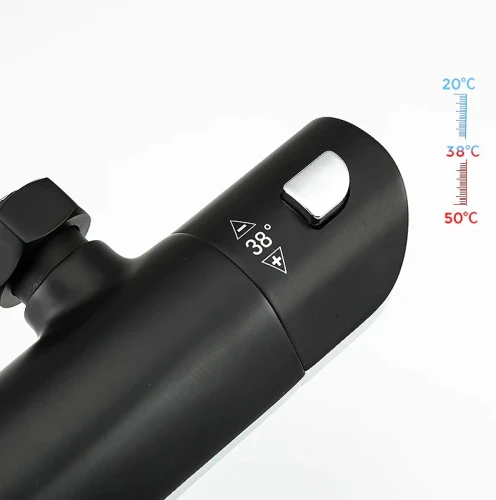 Душевая система Gappo G03-6 G2403-56 с термостатом Черная матовая Хром латунь на стену