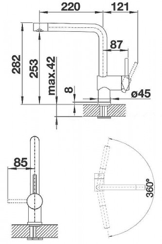 Смеситель для кухни Blanco Linus 518814 Темная скала