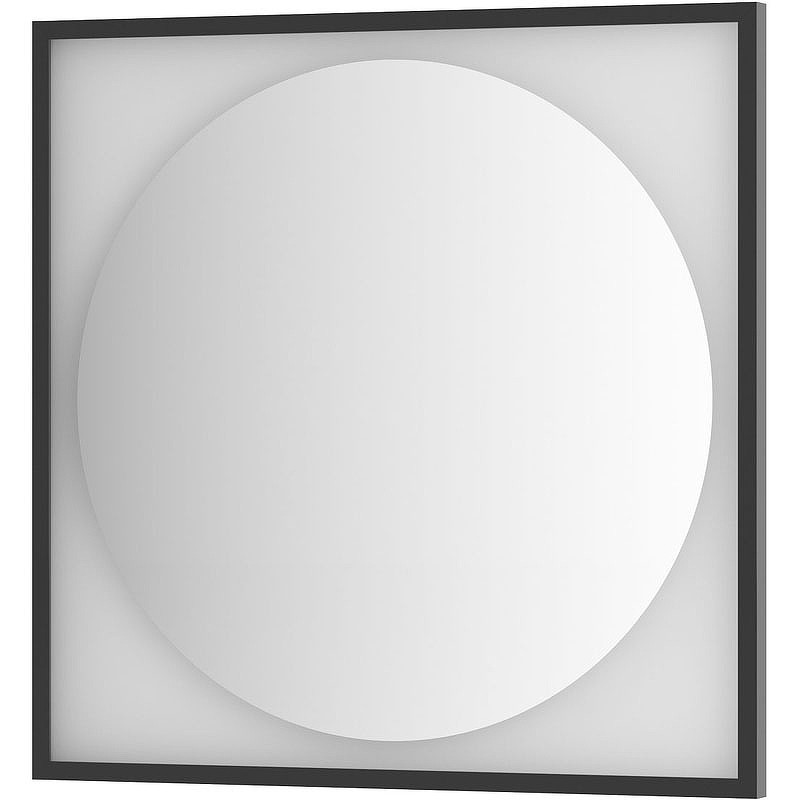 Зеркало Defesto Eclipce 80х80 DF 2223 с подсветкой 18W-4500К/в багетной раме/Без выключателя/Нейтральный белый свет/Черная рама