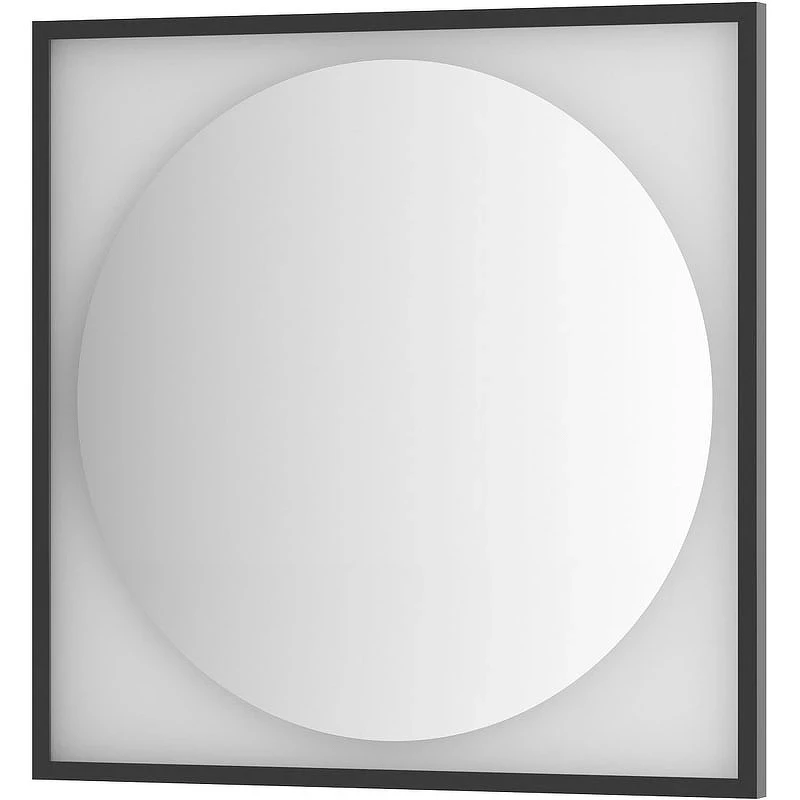 Зеркало Defesto Eclipce 80х80 DF 2223 с подсветкой 18W-4500К/в багетной раме/Без выключателя/Нейтральный белый свет/Черная рама