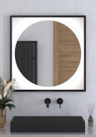 Зеркало Defesto Eclipce 80х80 DF 2223 с подсветкой 18W-4500К/в багетной раме/Без выключателя/Нейтральный белый свет/Черная рама