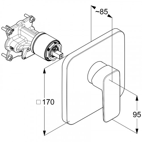 Смеситель для душа Kludi Pure Style 406553975 Черный матовый латунь встраиваемый