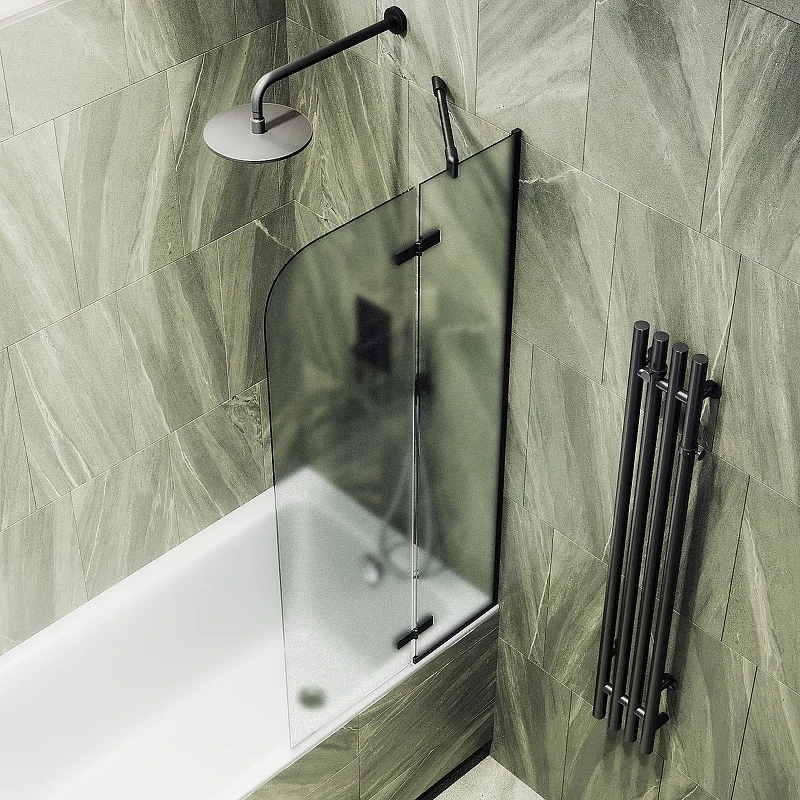 Шторка для ванны Maybah Glass MGV-920-6 990х1400 поворотная с добором Черный стекло сатиновое