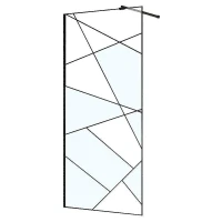 Душевая перегородка Azario Walk-in 100 AZ-271-100-MB-CGP профиль Черный матовый стекло прозрачное с графическим принтом