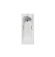 Чугунная ванна Vinsent Veron Concept 160x70 VCO1607042H/VH0015GD-AS цвет Белый с дугообразными золотыми ручками и антискользящим покрытием