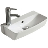 Раковина CeramaLux 45 9055 Белая фаянс подвесная, накладная
