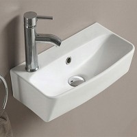 Раковина CeramaLux 45 9055 Белая фаянс подвесная, накладная