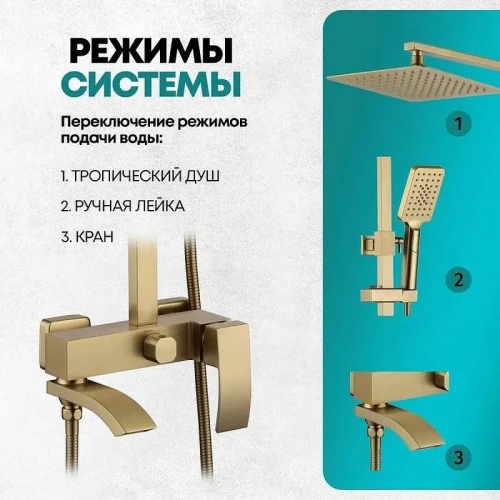 Душевая система Grocenberg GB7007-1MG Золото матовое
