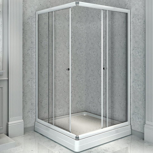 Душевой уголок Radomir 90x90 1-03-1-0-0-1180 с поддоном профиль Белый стекло прозрачное