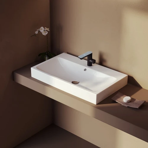 Раковина Berges Strati 80 182007 Белая глянцевая фарфор подвесная, накладная, полувстраиваемая