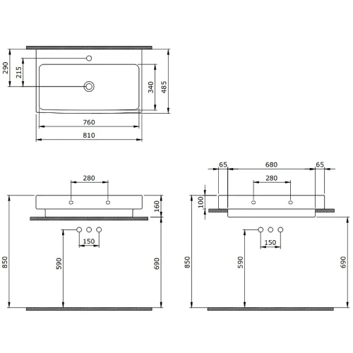 Раковина Berges Strati 80 182007 Белая глянцевая фарфор подвесная, накладная, полувстраиваемая