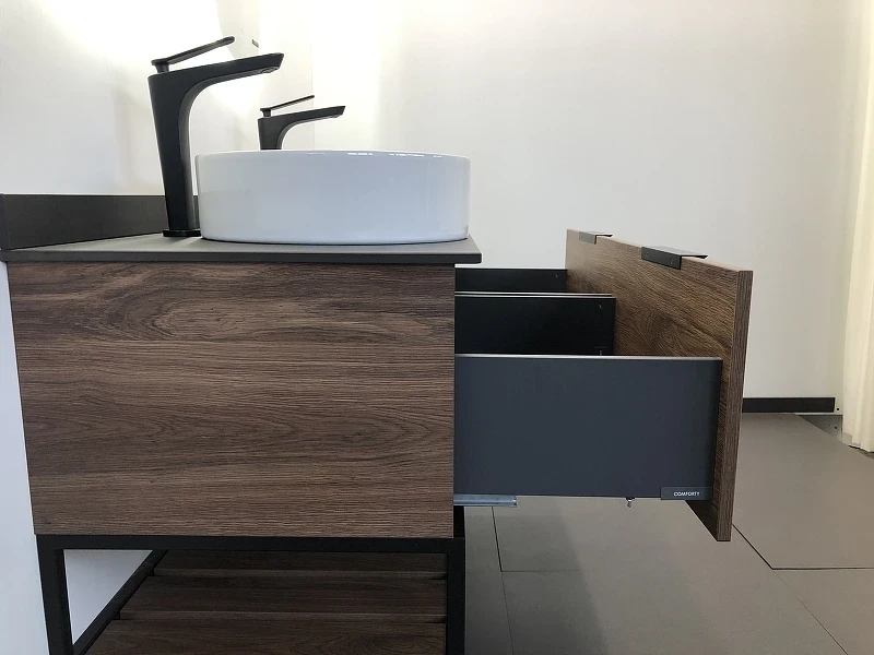 Тумба с раковинами Comforty Порто 120-2 00-00001287 подвесная Дуб темно-коричневый МДФ / ЛДСП