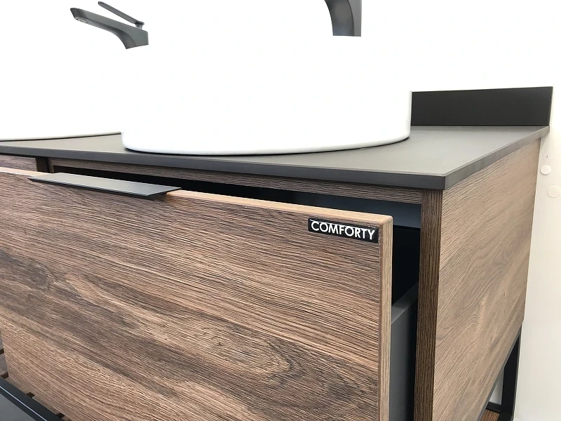 Тумба с раковинами Comforty Порто 120-2 00-00001287 подвесная Дуб темно-коричневый МДФ / ЛДСП