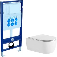 Комплект унитаза с инсталляцией Aquatek Set Aquatek Европа New с сиденьем Микролифт фарфор подвесной