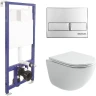 Унитаз с инсталляцией Ceramicanova Vogue CN4008T + Berges Novum L3 040213 с сиденьем Микролифт и клавишей смыва Хром