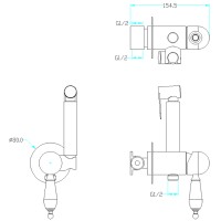 Гигиенический душ со смесителем Boheme Imperiale 435-SW Золото латунь на стену