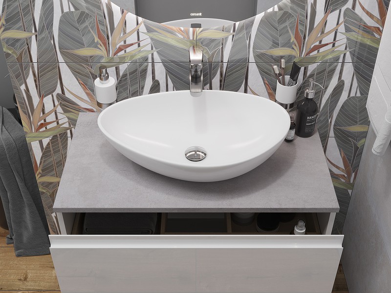 Столешница под раковину Cersanit Stone 80 64186 Серая матовая искусственный камень (литьевой мрамор)
