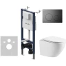 Унитаз с инсталляцией WellWant Aura WWU01121WK + AM.PM PrimeFit I012709.0138 с сиденьем Микролифт и Черной матовой клавишей смыва