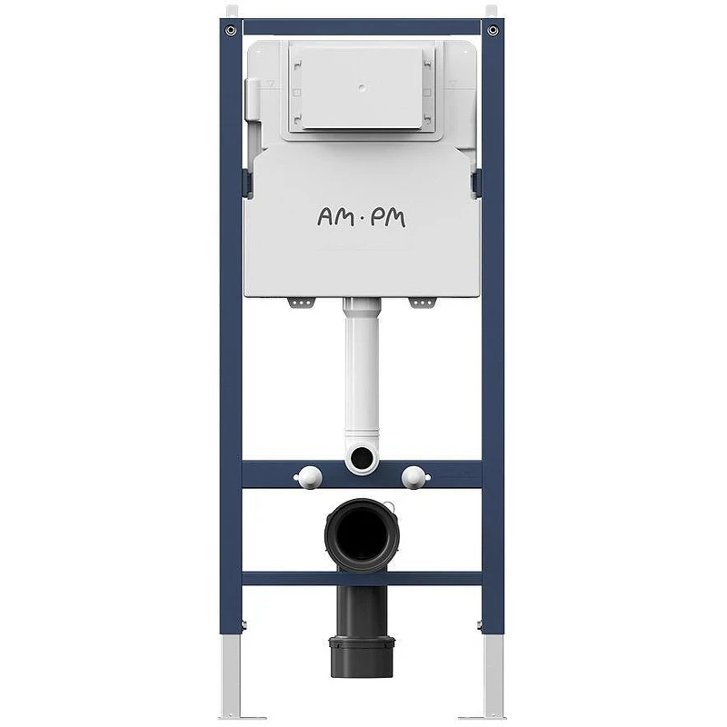 Унитаз с инсталляцией WellWant Aura WWU01121WK + AM.PM PrimeFit I012709.0138 с сиденьем Микролифт и Черной матовой клавишей смыва