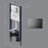 Унитаз с инсталляцией WellWant Aura WWU01121WK + AM.PM PrimeFit I012709.0138 с сиденьем Микролифт и Черной матовой клавишей смыва