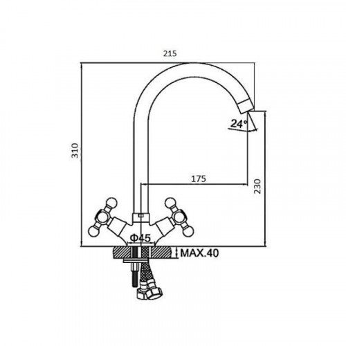 Смеситель для кухни D-Lin D153810-E цвет  Хром