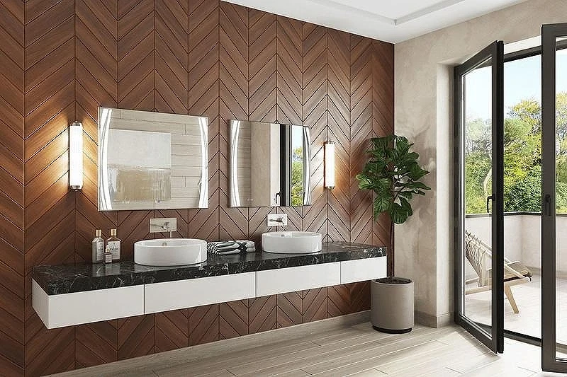 Зеркало Vigo Elen Luxe 100 с подсветкой и часами Хром