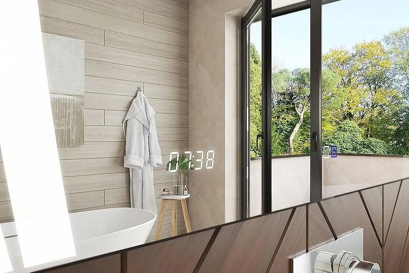 Зеркало Vigo Elen Luxe 100 с подсветкой и часами Хром