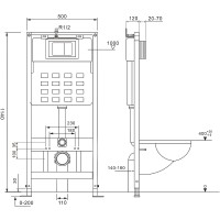 Инсталляция Abber AC0105 для унитаза без клавиши смыва нержавеющая сталь