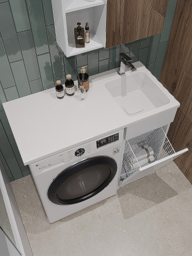 Тумба под раковину Orange Sistema 100 ST-40TUW Белая глянцевая МДФ / ЛДСП