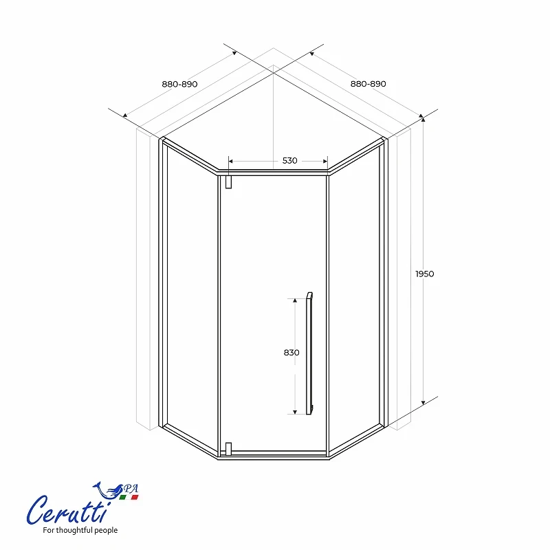 Душевой уголок Ceruttispa C3A 90x90 11991 профиль цвет Черный стекло матовое