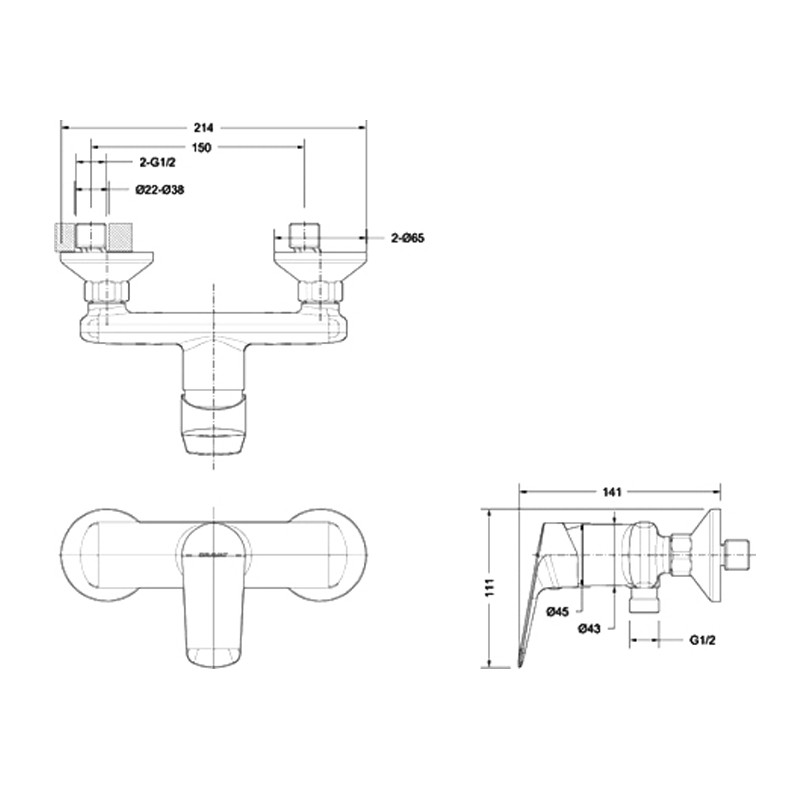 Смеситель для душа Bravat Rhein F9429564CP-01-ENG Хром