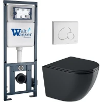 Комплект унитаза с инсталляцией WeltWasser MARBERG 410 + MERZBACH 041 XL MT-BL + MAR 410 RD GL-WT 10000010954 цвет Белый глянцевый с сиденьем Микролифт и клавишей смыва цвет Белый глянцевый
