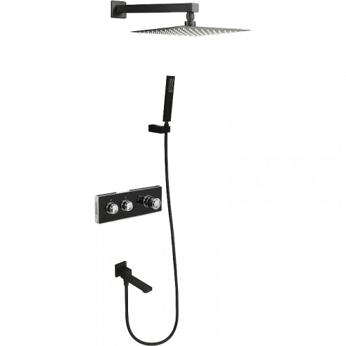 Душевая система ALMAes Stora TVZ-0899 с термостатом Черная матовая латунь встраиваемый