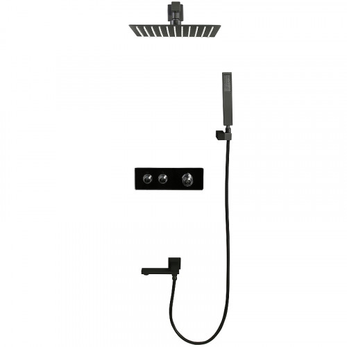 Душевая система ALMAes Stora TVZ-0899 с термостатом Черная матовая латунь встраиваемый