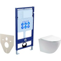 Комплект унитаза с инсталляцией Aquatek Европа SET AQUATEK ЕВРОПА cm с сиденьем Микролифт фарфор подвесной