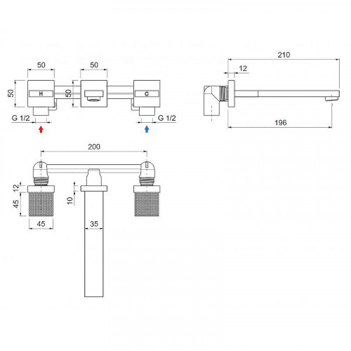 Смеситель для раковины Cezares Prizma PRIZMA-BLI3-03/24 Золото 24 карат латунь встраиваемый