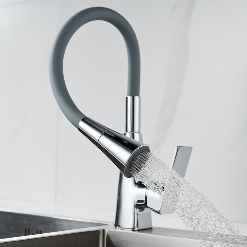 Смеситель для кухни Shevanik S543-9 цвет Хром Серый