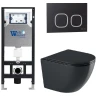 Комплект унитаза с инсталляцией WeltWasser AMBERG 506 + MERZBACH 043 GL-BL + AMBERG RD-BL 10000012186 цвет Черный глянцевый с сиденьем Микролифт и клавишей смыва цвет Черный