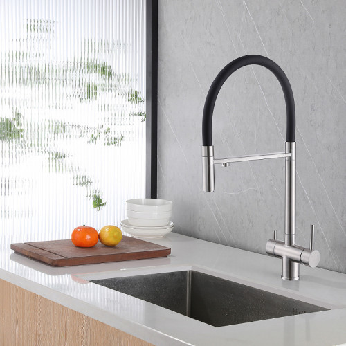 Смеситель для кухни Abber Wasser Kreis AF81141SP Сатин Черный матовый латунь