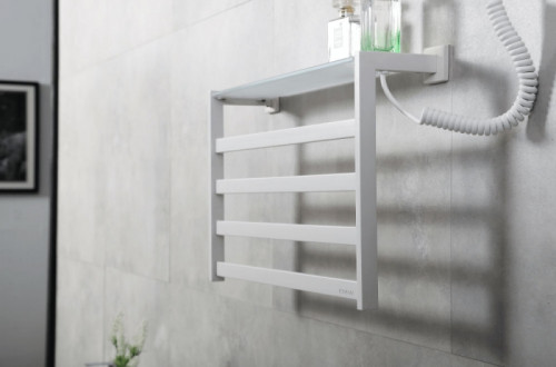 Электрический полотенцесушитель Black&White Universe N-333W 58х35 333WN с полкой Белый матовый нержавеющая сталь