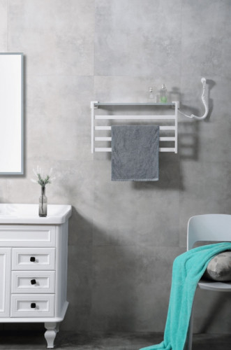 Электрический полотенцесушитель Black&White Universe N-333W 58х35 333WN с полкой Белый матовый нержавеющая сталь