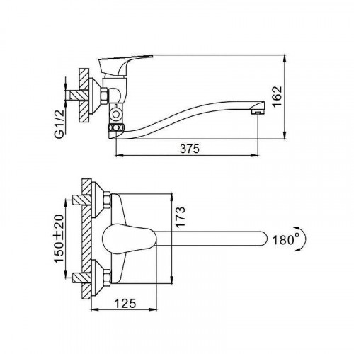 Смеситель для ванны D-Lin D140428-6 универсальный цвет  Хром