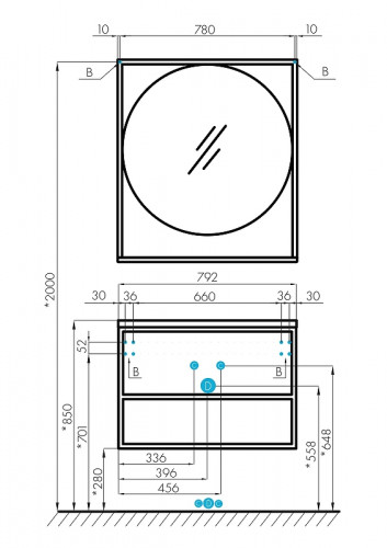 Зеркало Aquaton Лофт Фабрик 80 1A242602LTDU0 Дуб эндгрейн МДФ / ЛДСП, стекло