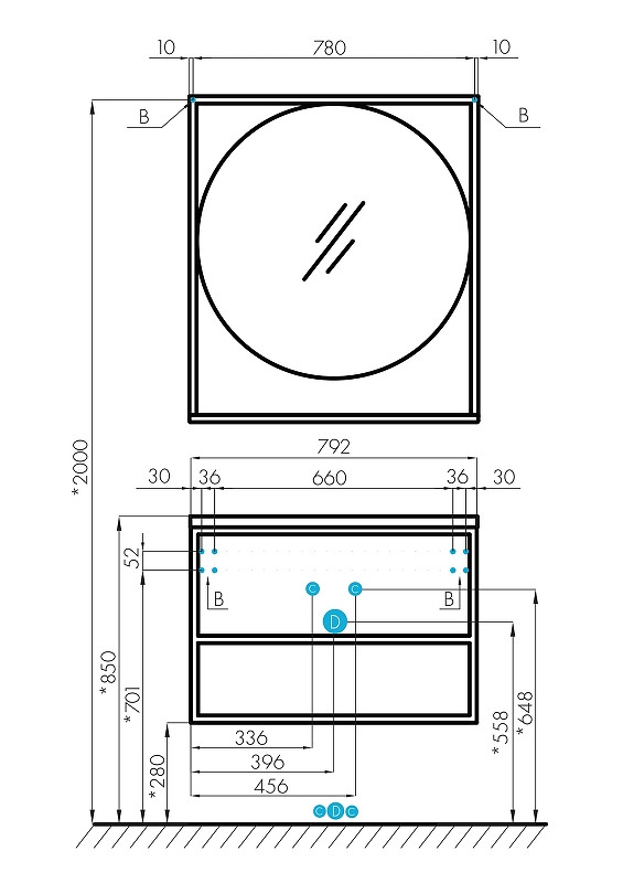 Зеркало Aquaton Лофт Фабрик 80 1A242602LTDU0 Дуб эндгрейн МДФ / ЛДСП, стекло