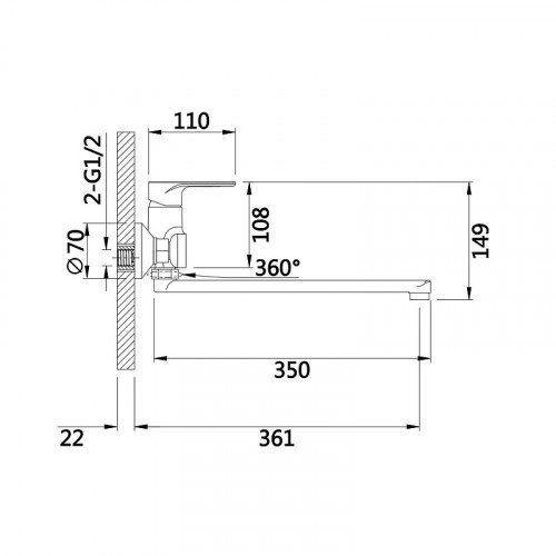 Смеситель для ванны D-Lin D147377-A универсальный цвет  Черный матовый