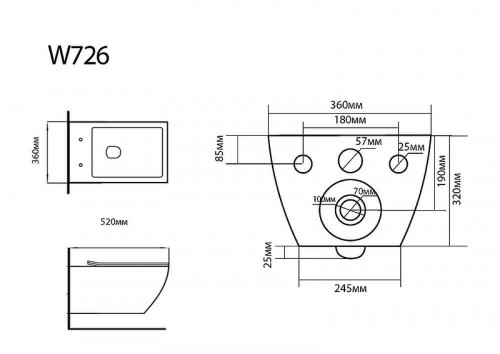 Унитаз Black&amp;White Universe W-726 726W00 подвесной с сиденьем Микролифт фарфор подвесной