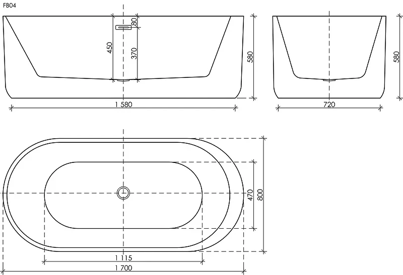 Акриловая ванна Sancos Fiori 170x80 FB04 без гидромассажа