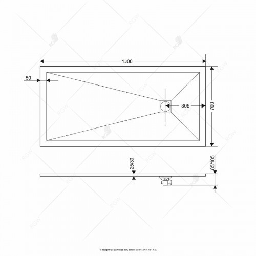 Душевой поддон из искусственного камня RGW Stone Tray ST-W 130x70 16152713-01 Белый
