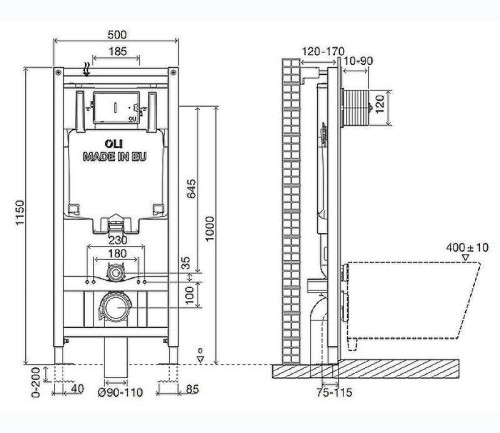 Инсталляция для унитаза Oli 80 300572mSL01 с Белой клавишей смыва