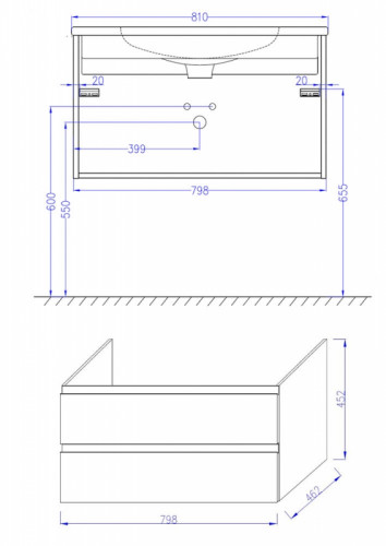 Тумба под раковину Jacob Delafon Madeleine 80 EB2053-J5 подвесная Белый глянец МДФ / ЛДСП